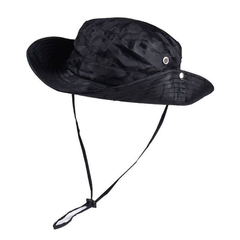 camo bucket hat in black