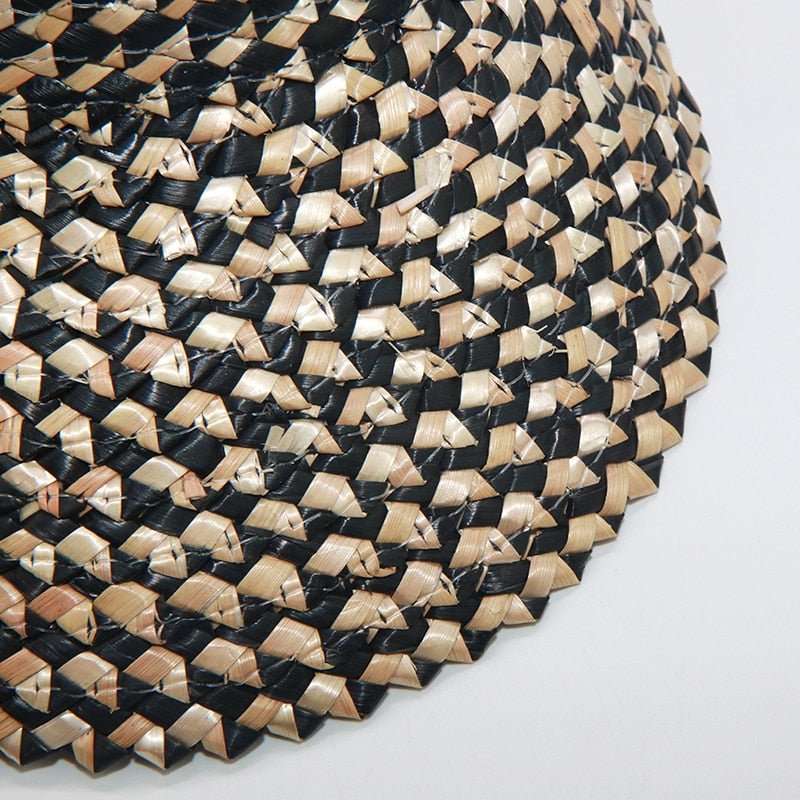 raffia visor showing close up of brim