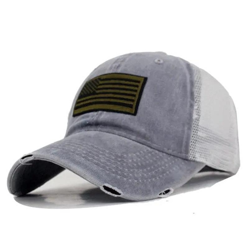 American Flag Trucker Hat in light grey