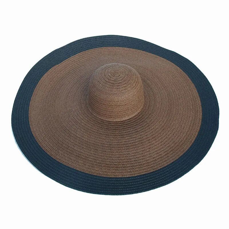 Large sun hat laying flat in brown and black