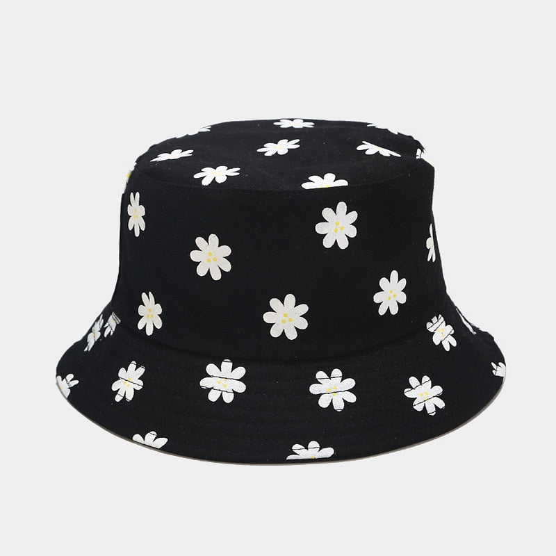 flower bucket hat in black