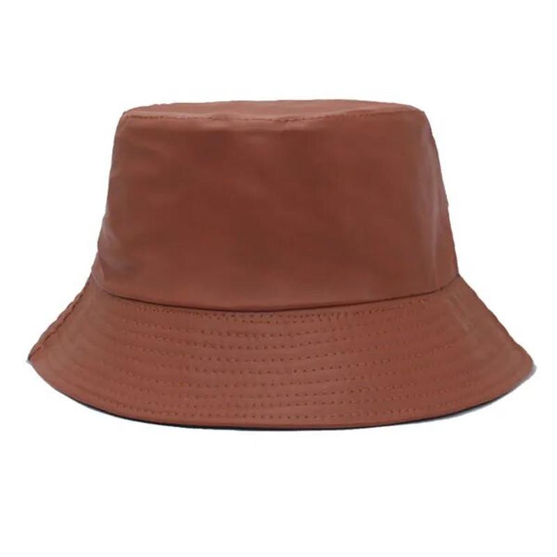 Leather Bucket Hat in tan