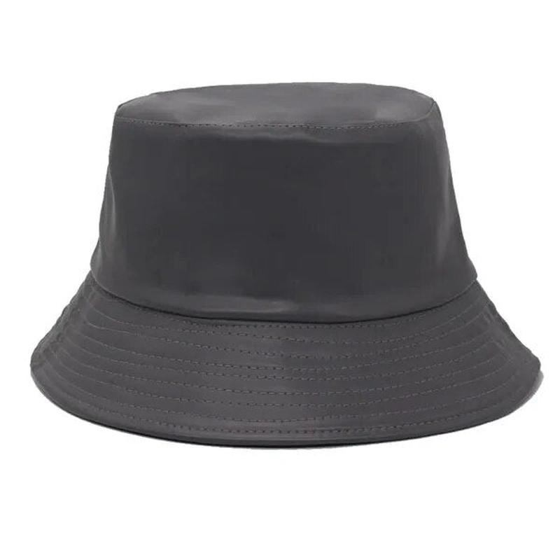 Leather Bucket Hat in grey