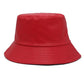 Leather Bucket Hat in red