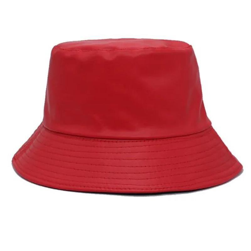 Leather Bucket Hat in red