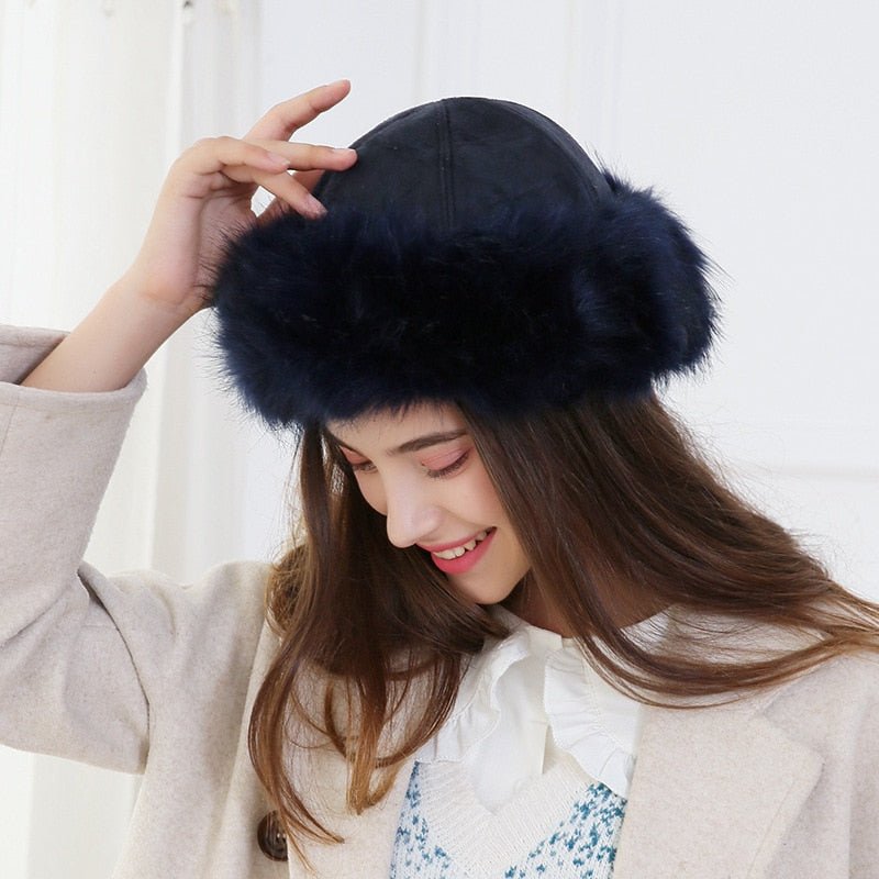 ushanka hat on model in black