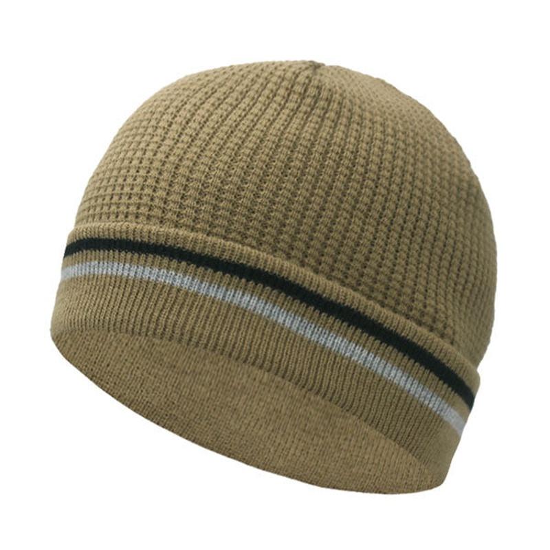 striped knit hat in khaki