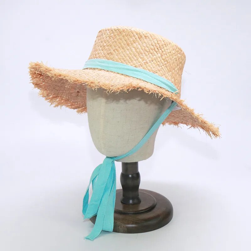 Mom and Daughter Matching Hats in turquoise on a stand