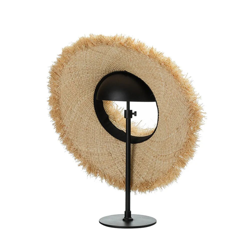 sun hat with ponytail hole on stand showing where your head goes