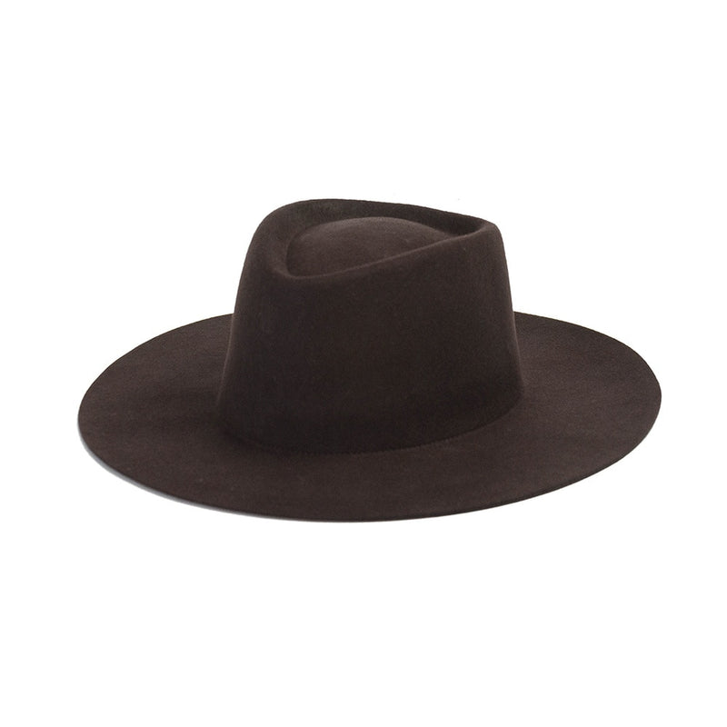 wool fedora hat in dark coffee colored