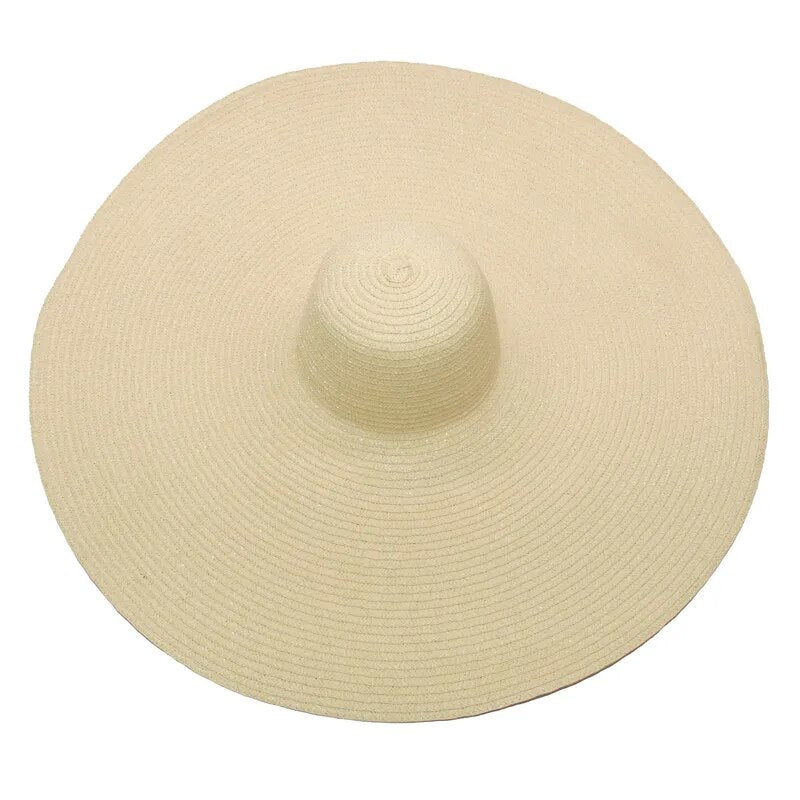 Large sun hat laying flat in tan