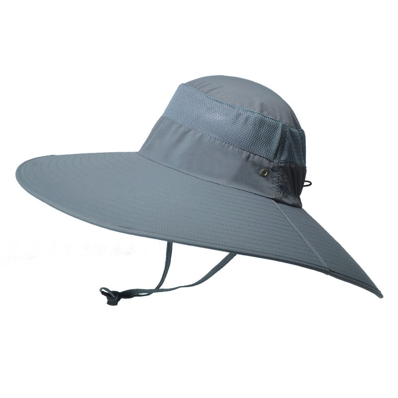 wide brim bucket hat in light gray