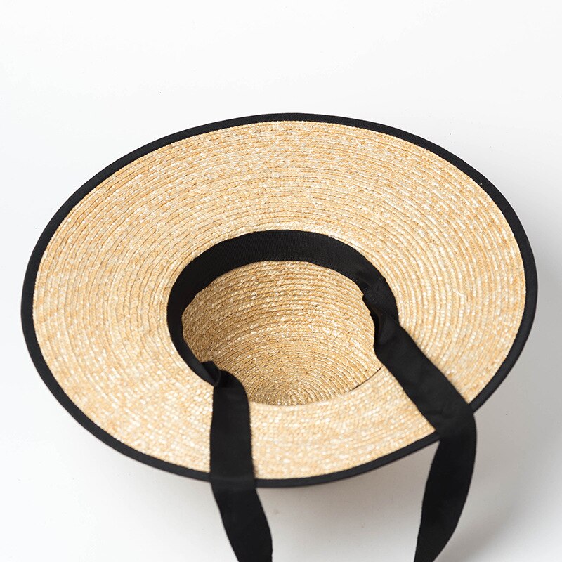sun hat with tie showing inside of hat