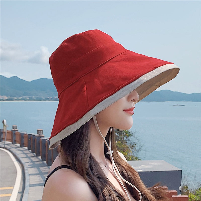  canvas bucket hat in red