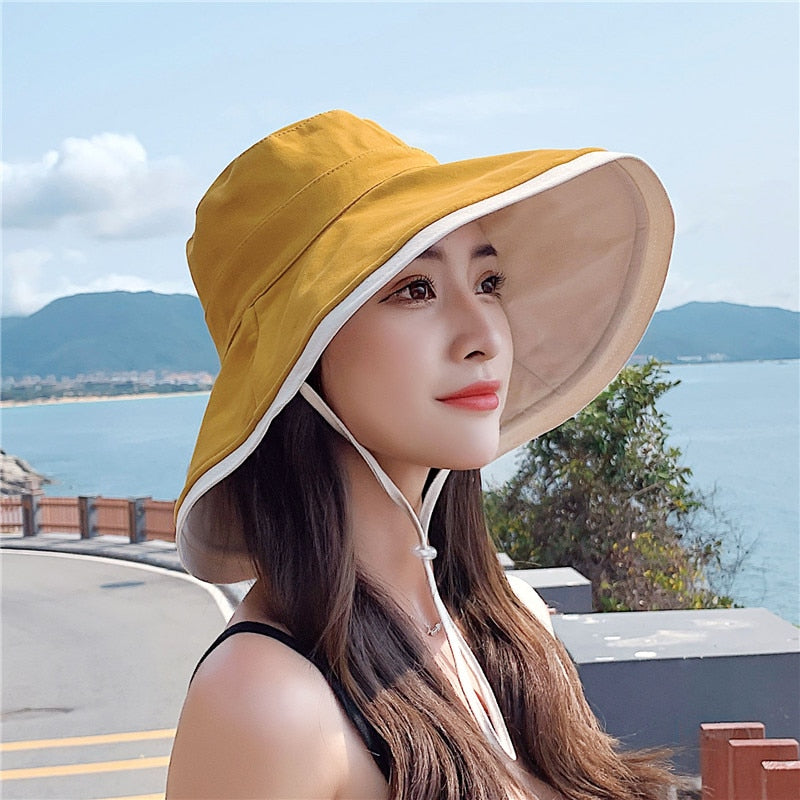  canvas bucket hat in yellow front view