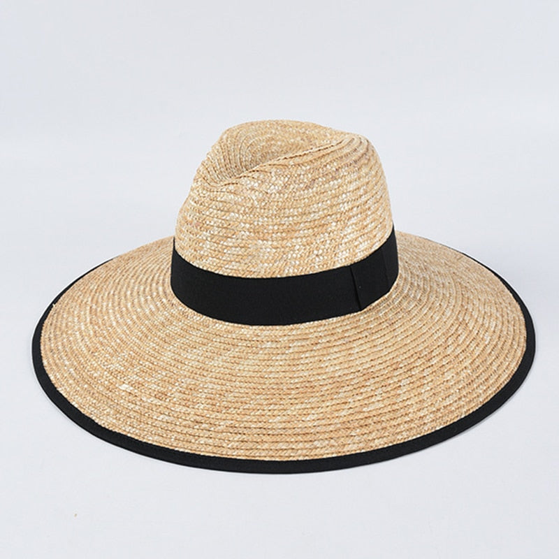 Big Sun Hat on white blackground with black accent 