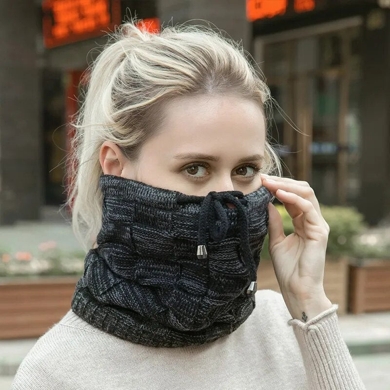 Women's Beanie or Scarf showing it being used as a scarf 