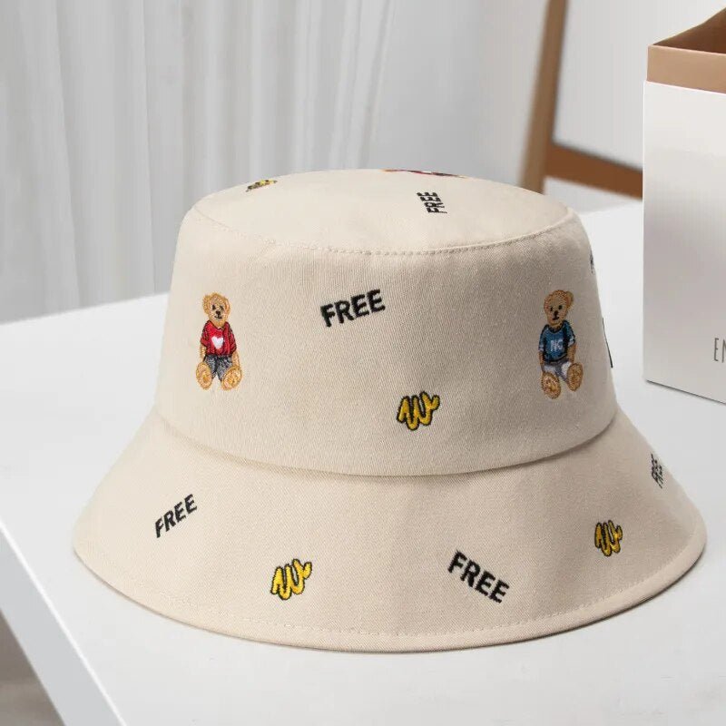 bear bucket hat i white 