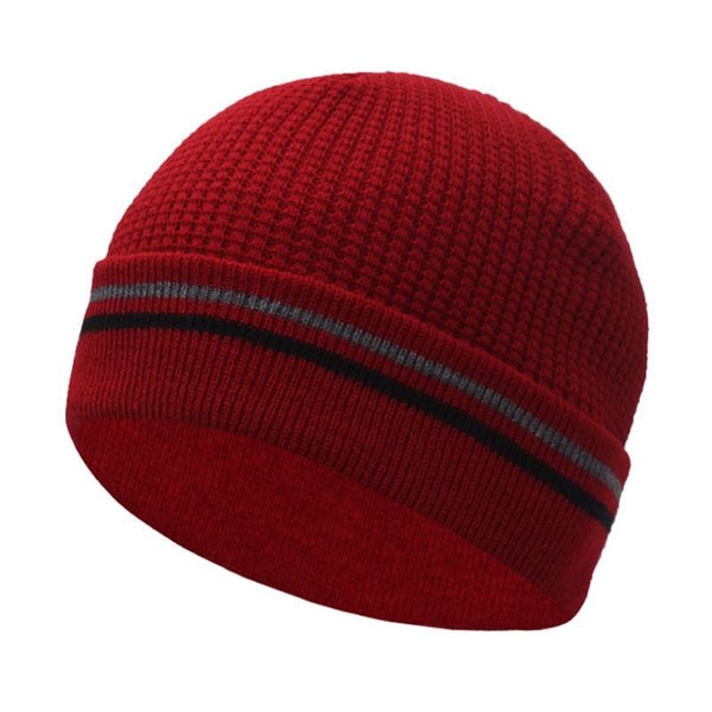 striped knit hat in red