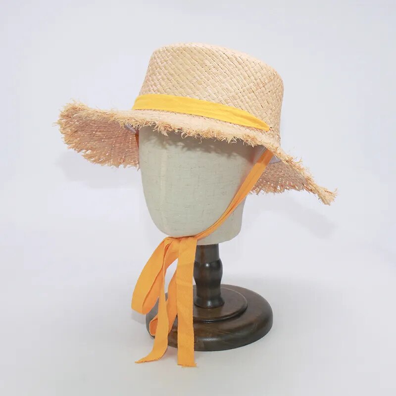 Mom and Daughter Matching Hats in mustard yellow on a stand