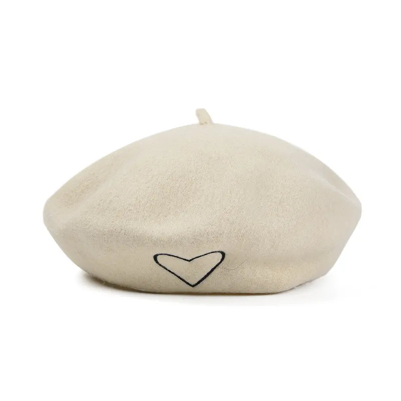 Heart Beret in white