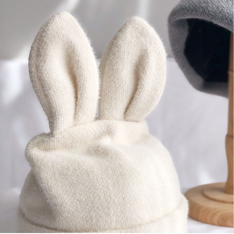 bunny ear beanie standing up on table to see bunny ears