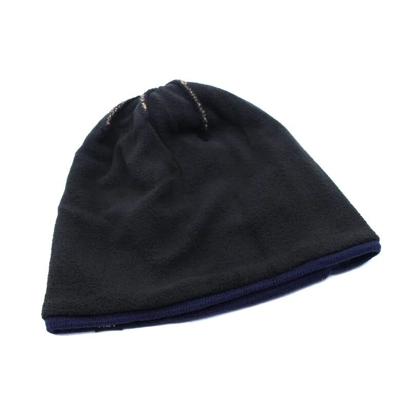 black and white beanie inside out to show inside 