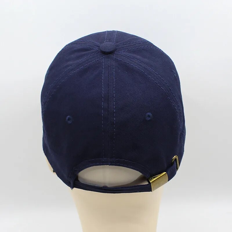 Plain Baseball Caps showing the adjustable strap 