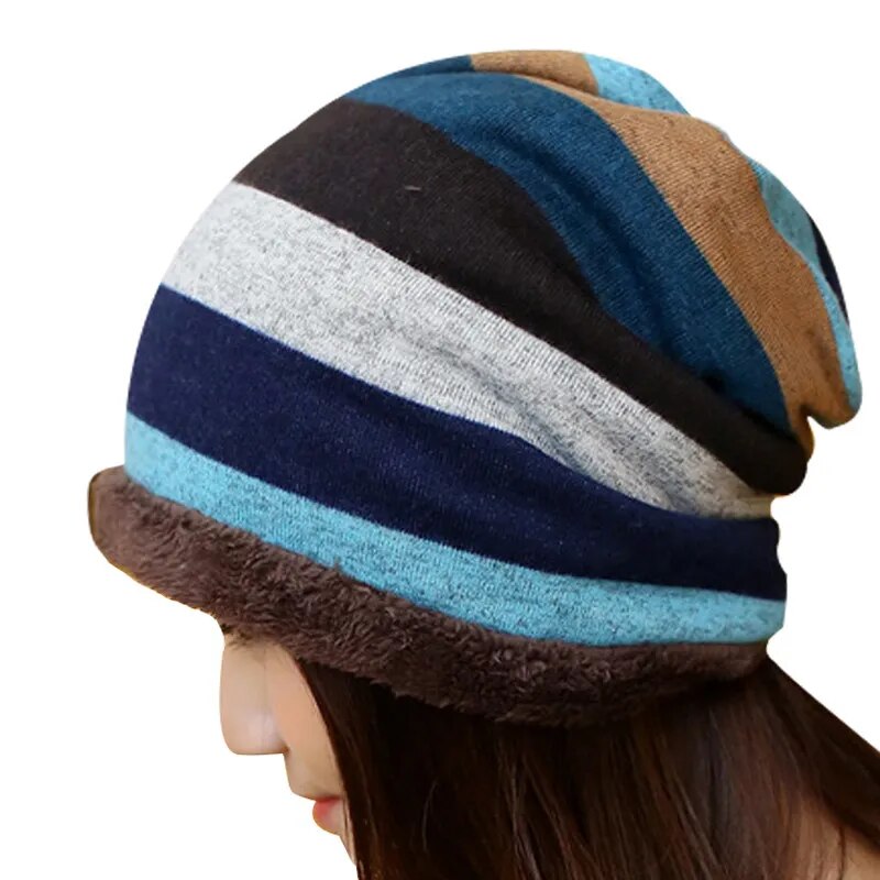 Multi Colored Stripped Slouchy Beanie