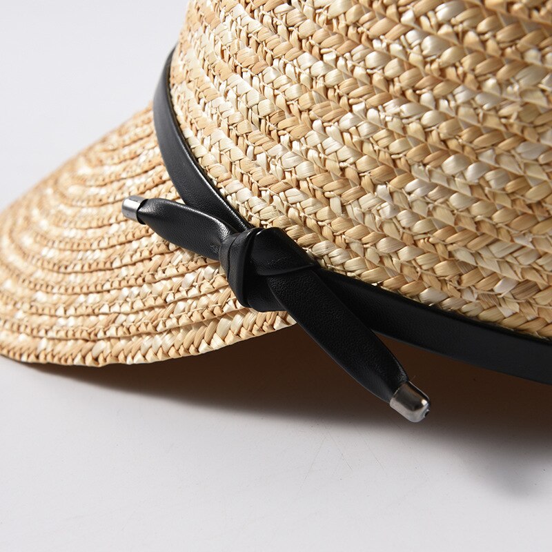 straw baseball hat showing closeup of brim