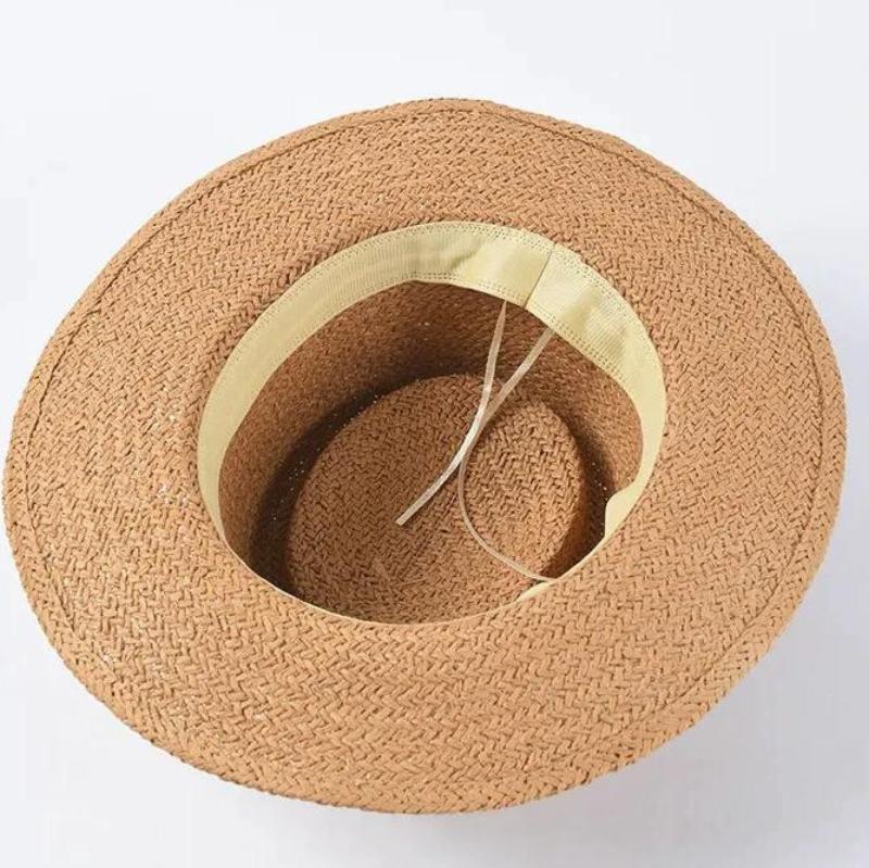 straw sun hat closeup of inside of hat