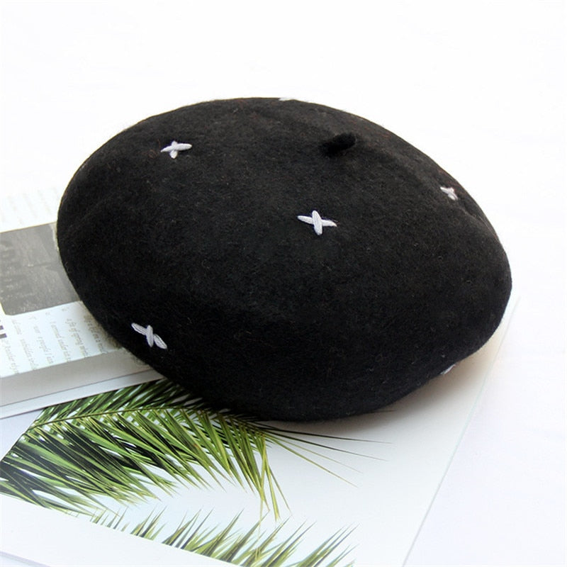 Classic Beret with Stitch Accents