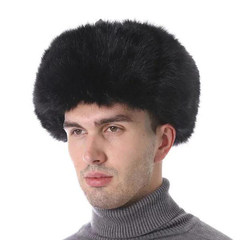 Trapper Hat Mens Front View on Model Without ear flaps