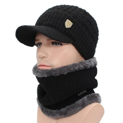 Beanie With Brim With Optional Matching Scarf On MOdel