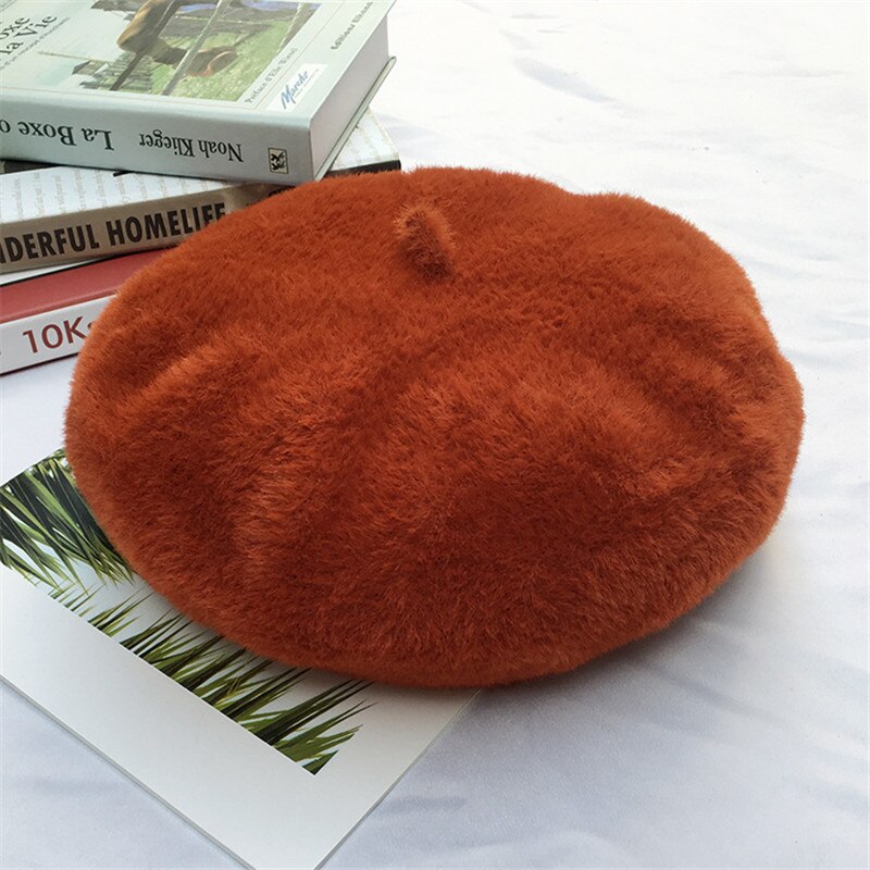 french beret on table in burnt orange 