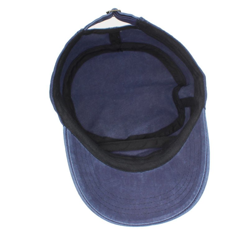army cap showing a wide view of the bottom of the cap