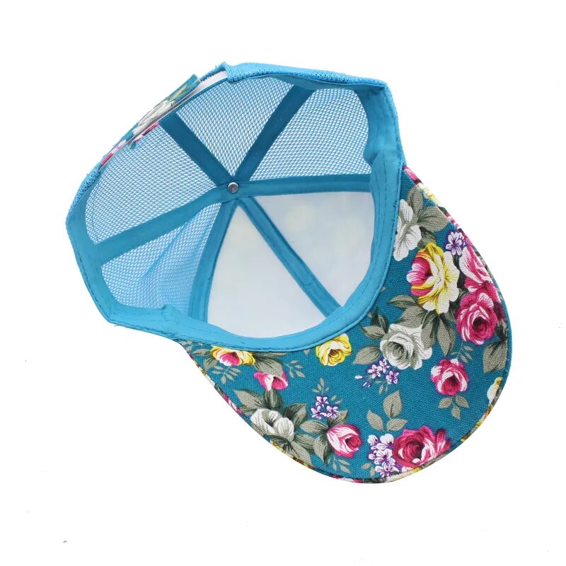 floral baseball hat showing inside the hat