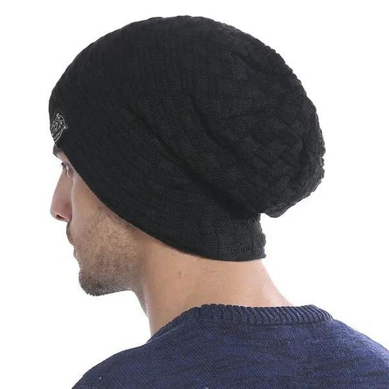 Checkered Beanie back view