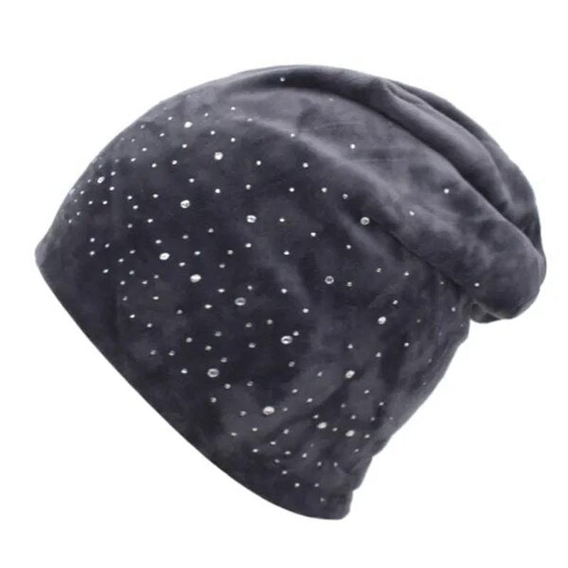 Rhinestone Beanie in grey 