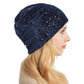 Rhinestone Beanie on model side view 