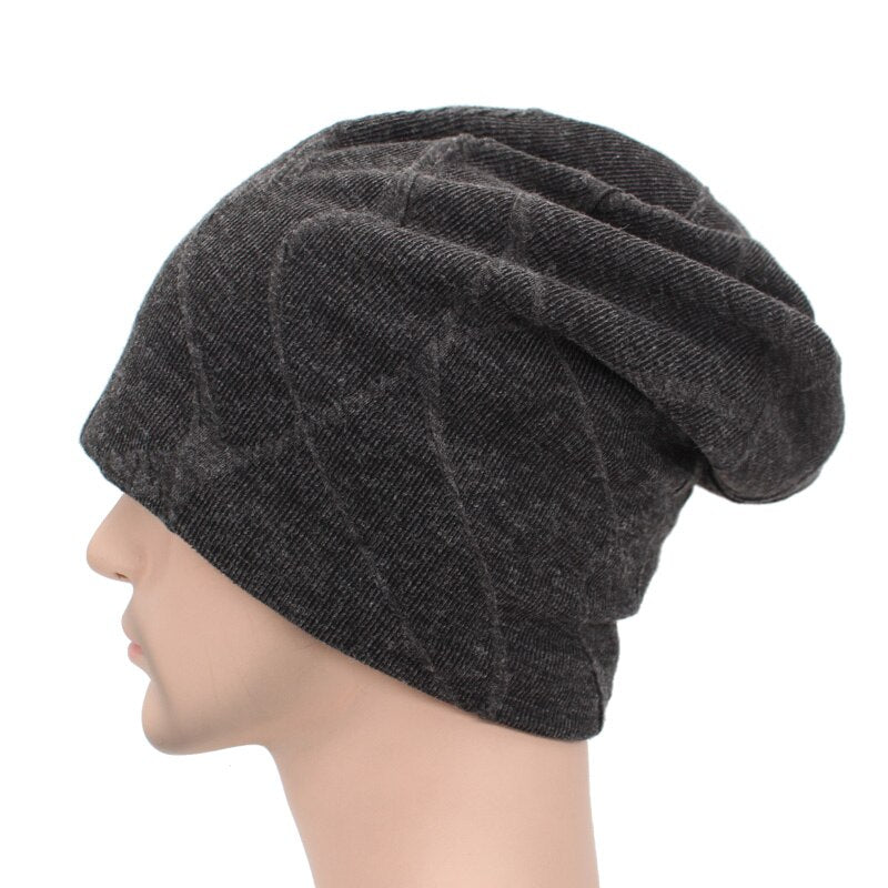 slouchy hat in gray side view 