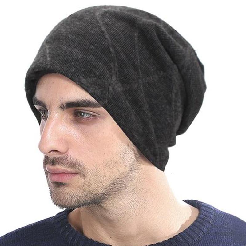 slouchy hat on model in black