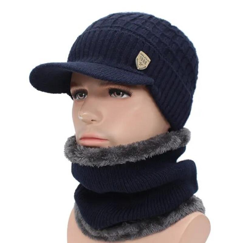 Brimmed Warm Beanie With Optional Matching Scarf