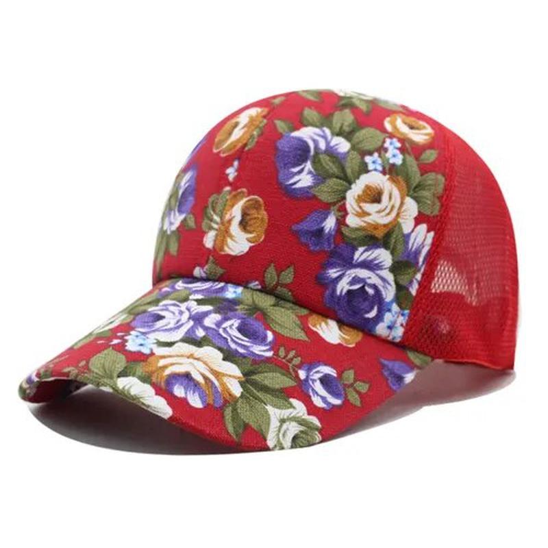 floral baseball hat in red