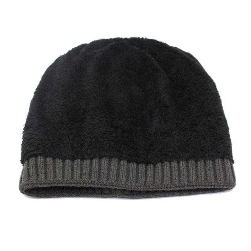 rib knit hat showing warm inside of hat 
