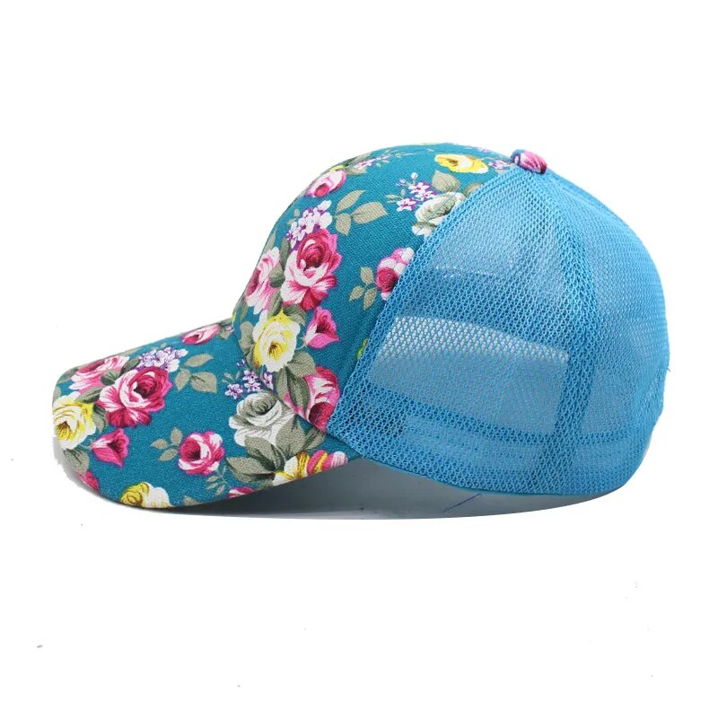 floral baseball hat side view 