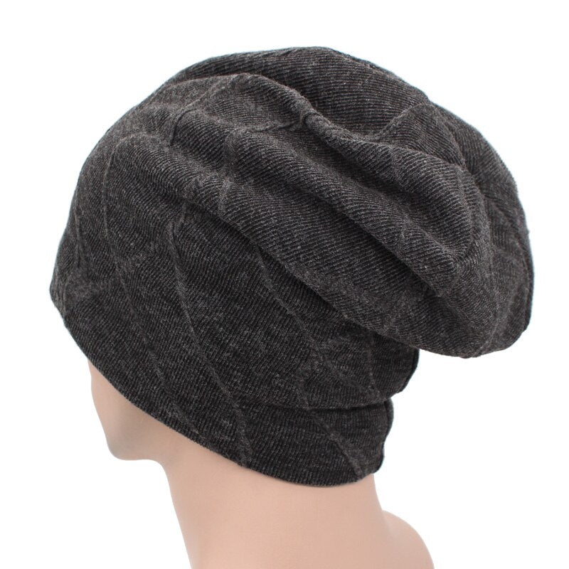 slouchy hat in gray back view 