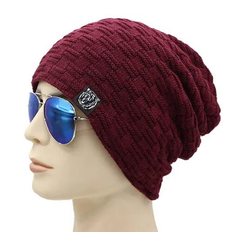 Checkered Beanie Red On Model