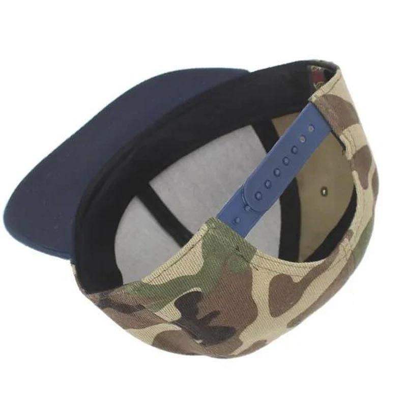 camouflage baseball hat showing inside the hat and the back