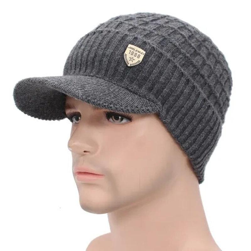 Beanie With Brim With Optional Matching Scarf Grey
